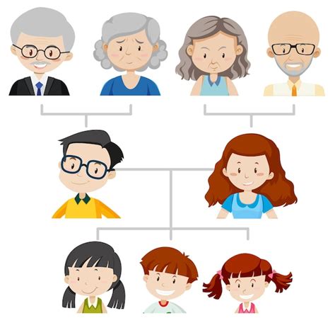 Premium Vector | Diagram showing three generation family tree