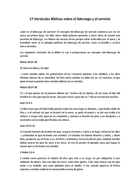 17 Versículos Bíblicos Sobre El Liderazgo y El Servicio | PDF | Cristo ...