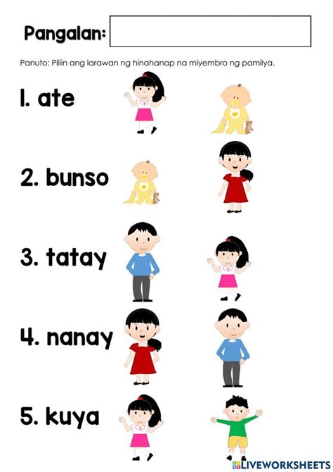 Miyembro ng Pamilya activity | Pre writing activities, Shape worksheets for preschool ...