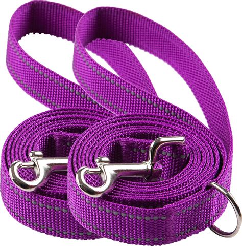 2-Pack 6FT Reflective Dog Leash for Large&Medium and Small Dogs, Durable Nylon Leashes for ...