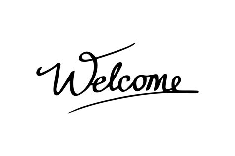 welcome black lettering calligraphy on white background. Template for ...