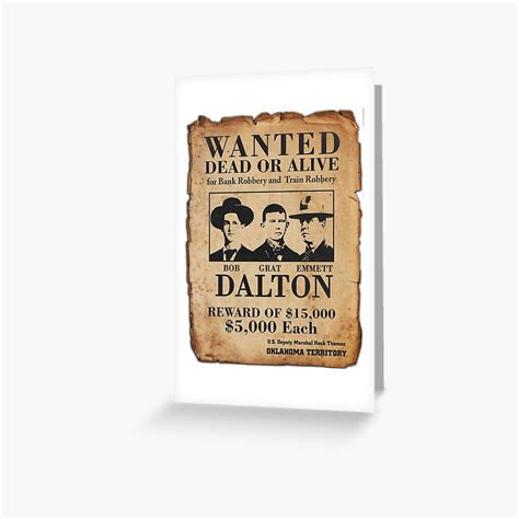 "Dalton Gang Wanted Poster" Greeting Card for Sale by kayve | Redbubble