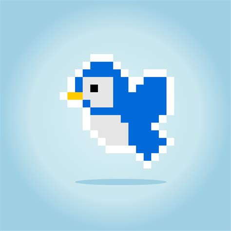 Pixel 8 bit flying bird. Animal game assets in vector illustration ...