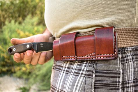 Horizontal Carry Leather Belt Sheath for Esee Izula 2 , Fixed Knife ...