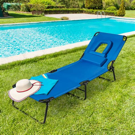 Gymax Folding Chaise Lounge Chair Bed Adjustable Outdoor Patio Beach Camping Recliner - Walmart ...