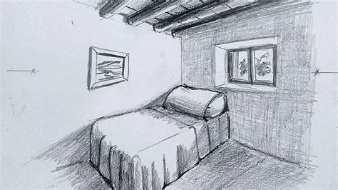 How to Draw a Bedroom in Two Point Perspective Easy Step by Step in ...