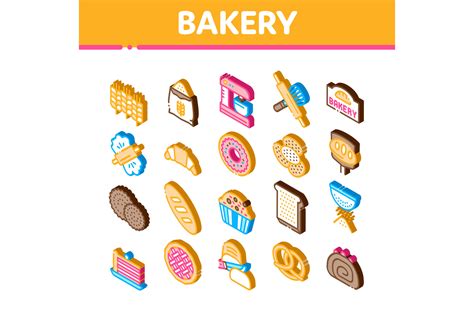 Bakery Tasty Food Isometric Icons Set Vector Graphic by pikepicture · Creative Fabrica