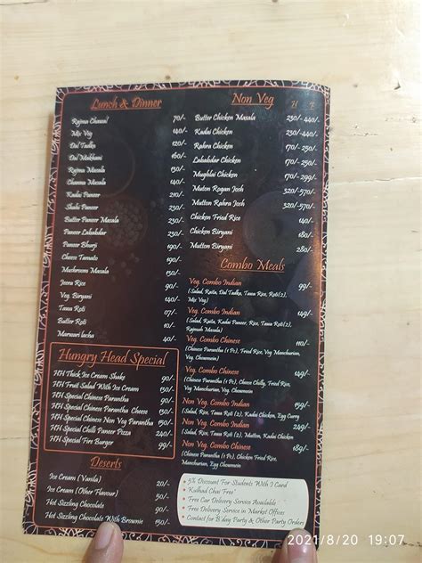 Menu at Hungry Head, Chandigarh, Booth No, 174