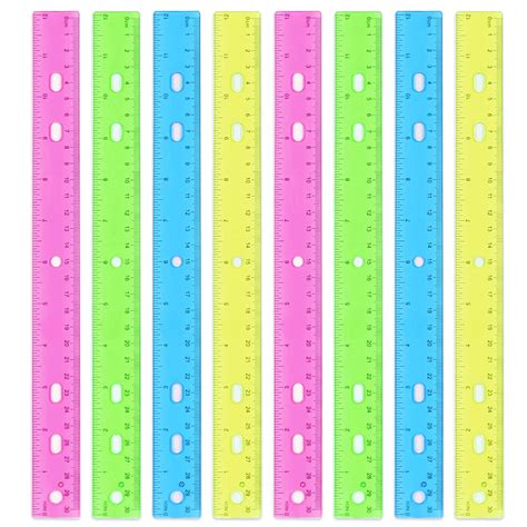Ruler 12 Inch, Plastic Rulers for Kids Back to School Supplies Rulers for Office with ...