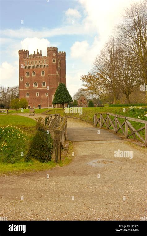 england, tattershall castle, brick built castles, cloudy blue sky, english Stock Photo - Alamy