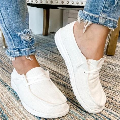 Women Casual Comfy Canvas Flat Low Top Slip on Loafers | noracora