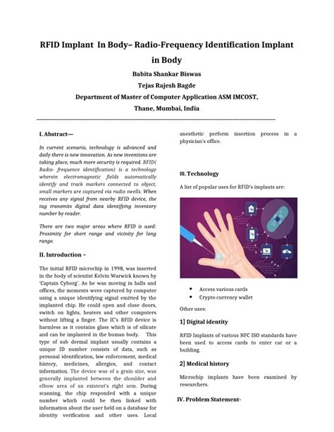 (PDF) RFID Implant In Body-Radio-Frequency Identification Implant in Body