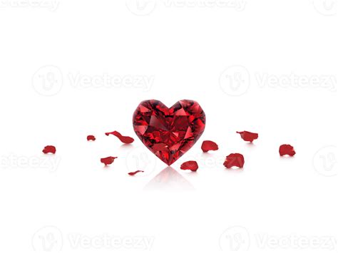 Red Heart diamond, and rose petals on, transparent background 24851115 PNG