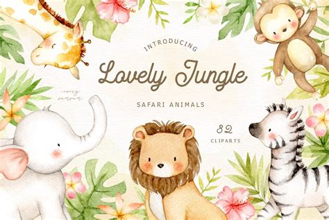 ArtStation - Lovely Jungle Safari Animals Clipart