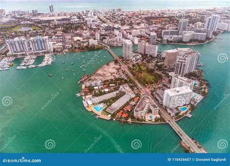 Aerial View of Belle Isle, Venetian Way and Miami Beach Skyline, Miami ...