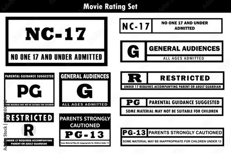 Vector set of movie rating signs. Age ratings in cinema and films vector de Stock | Adobe Stock