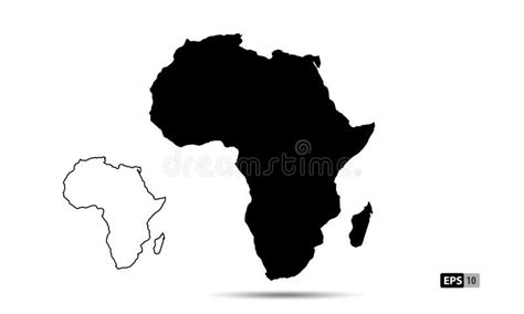 Africa Map Black, Vector Eps 10 Isolated Silhouette Stock Vector - Illustration of windrose ...