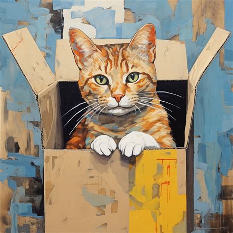 Orange Cat In Box Art Print Free Stock Photo - Public Domain Pictures