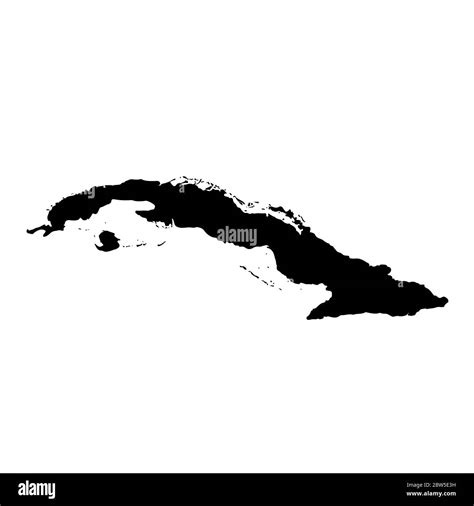 Vector map Cuba. Isolated vector Illustration. Black on White background. EPS 10 Illustration ...