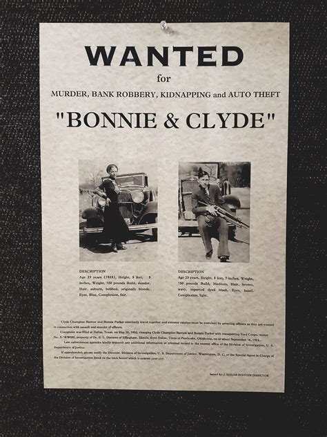 Wanted Posters Bonnie & Clyde - Etsy