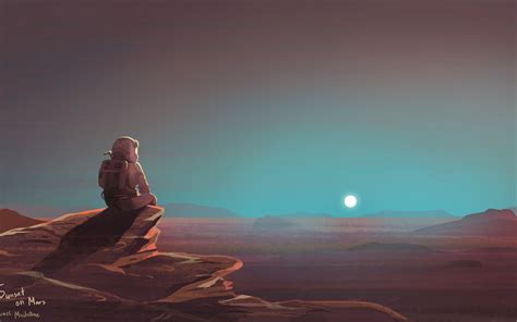 2880x1800 Astronaut Watching Sunset On Mars Macbook Pro Retina HD 4k Wallpapers, Images ...