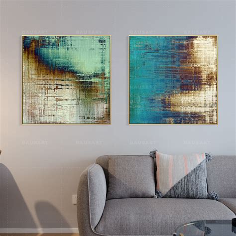 2 Pieces Wall Art Abstract Geometric Print on Canvas Set of 2 Large Framed Wall Art Brown Green ...