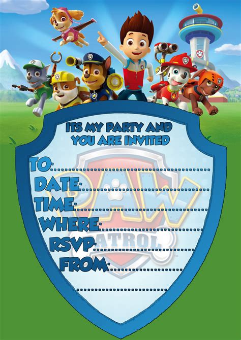 Paw Patrol Printable Invitations - Printable Templates