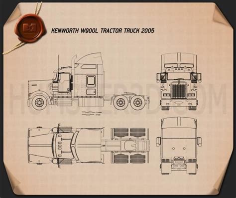 Kenworth W900L Tractor Truck 2005 Blueprint | Kenworth, Kenworth trucks ...