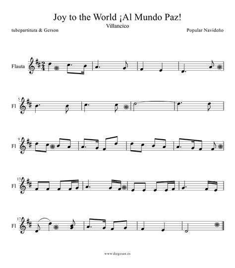 tubescore: Joy to the World Sheet Music for Flute and Recorder Popular Song Joy to the World for ...