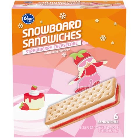 Kroger® Strawberry Cheesecake Ice Cream Snowboard Sandwiches, 6 ct - Kroger