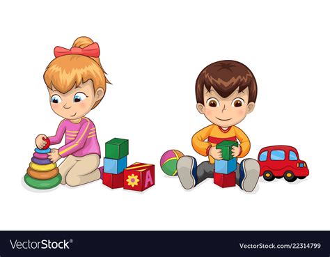 Kids Playing Toys Clipart