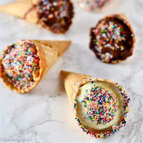 Dipped Ice Cream Cones with Homemade Magic Shell - Renee Nicole's Kitchen