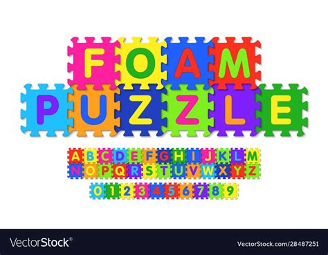 Foam puzzle font design alphabet letters and Vector Image