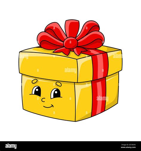 Gift with bow. Cute character. Colorful vector illustration. Cartoon ...