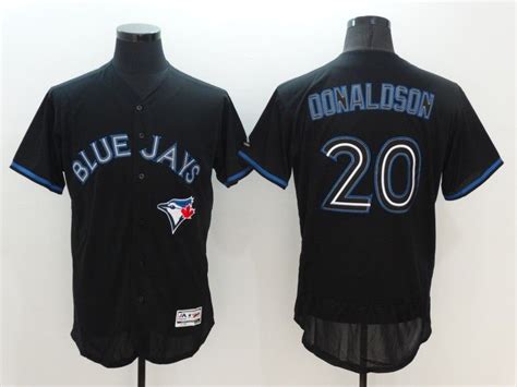 New Mens Toronto Blue Jays Jerseys 20 Josh Donaldson Black with Blue ...