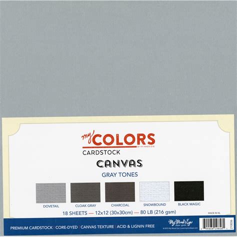 My Colors Canvas Cardstock Bundle 12"X12" 18/Pkg-Gray Tones | Michaels