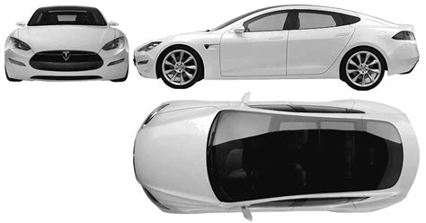 2011 Tesla Model S Sedan v2 blueprints free - Outlines