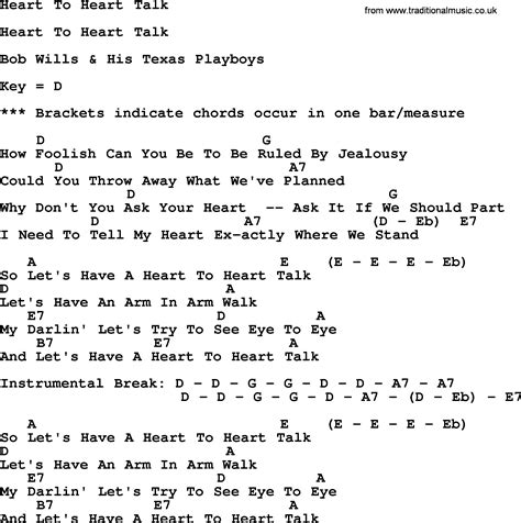 Heart To Heart Talk - Bluegrass lyrics with chords