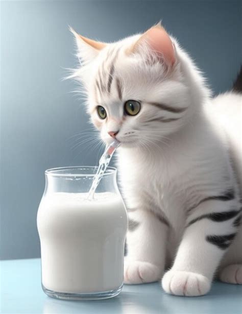 Premium Photo | Cute cat drinking milk