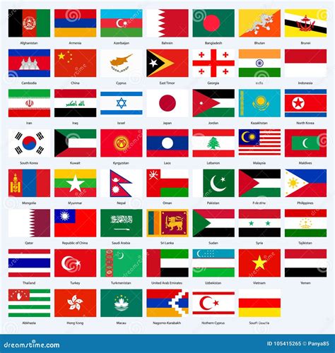 Tous Les Drapeaux Des Pays De L'Asie Illustration de Vecteur ...