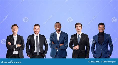 Successful Businessmen Portraits Working Together in Row, Copy S Stock ...