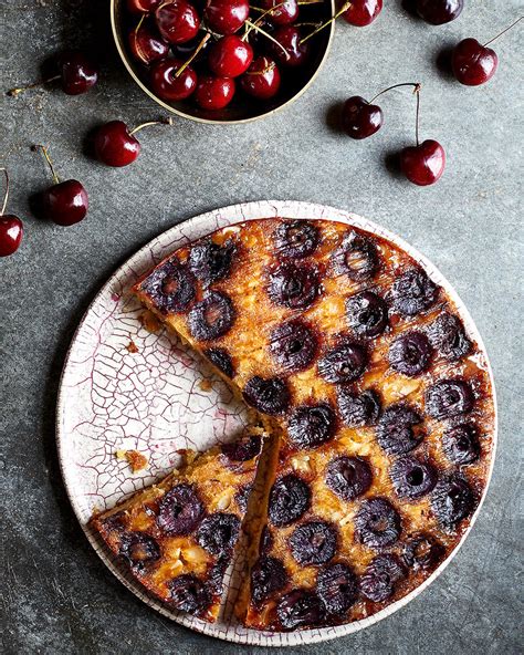 Chetna Makan’s cherry, almond and honey upside-down cake