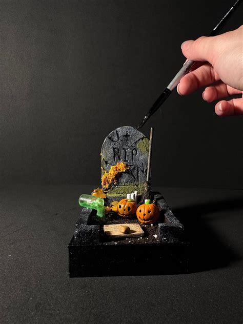 Handcrafted Miniature Grave Halloween Gift Halloween Decor Miniature ...