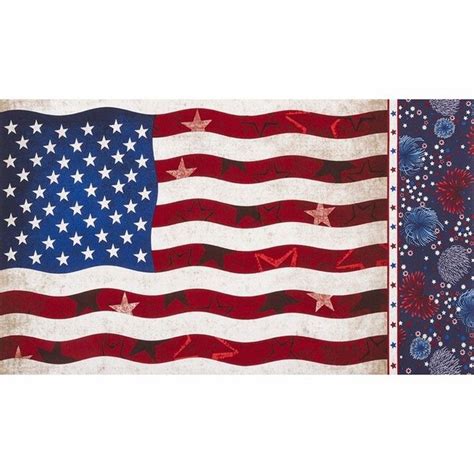 24" Fabric Panel - Patriotics American Flag Fireworks - Robert Kaufman Yard | Rustic american ...