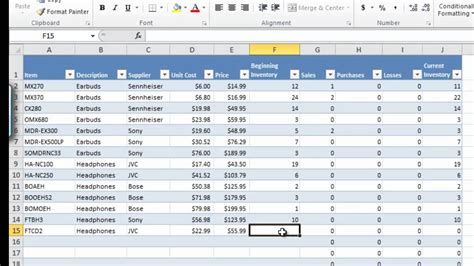 Inventory Sales Spreadsheet — db-excel.com