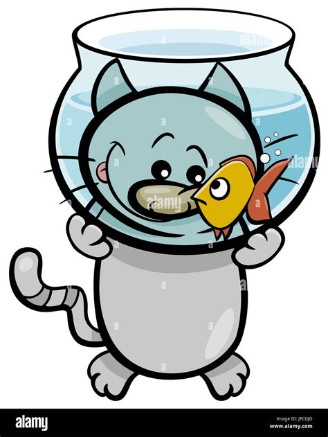 cat and fish cartoon Stock Photo - Alamy