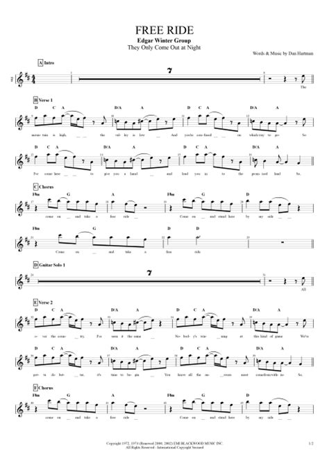 Free Ride Tab by Edgar Winter Group (Guitar Pro) - Full Score | mySongBook