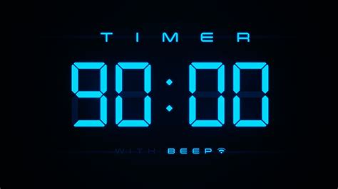 90 Min Digital Countdown Timer with Simple Beeps 💙 - YouTube