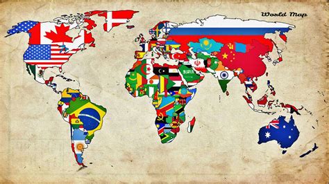 World Map With Flags – Topographic Map of Usa with States