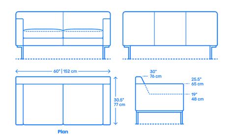 Theatre Two-Seater Sofa Dimensions & Drawings | Dimensions.com